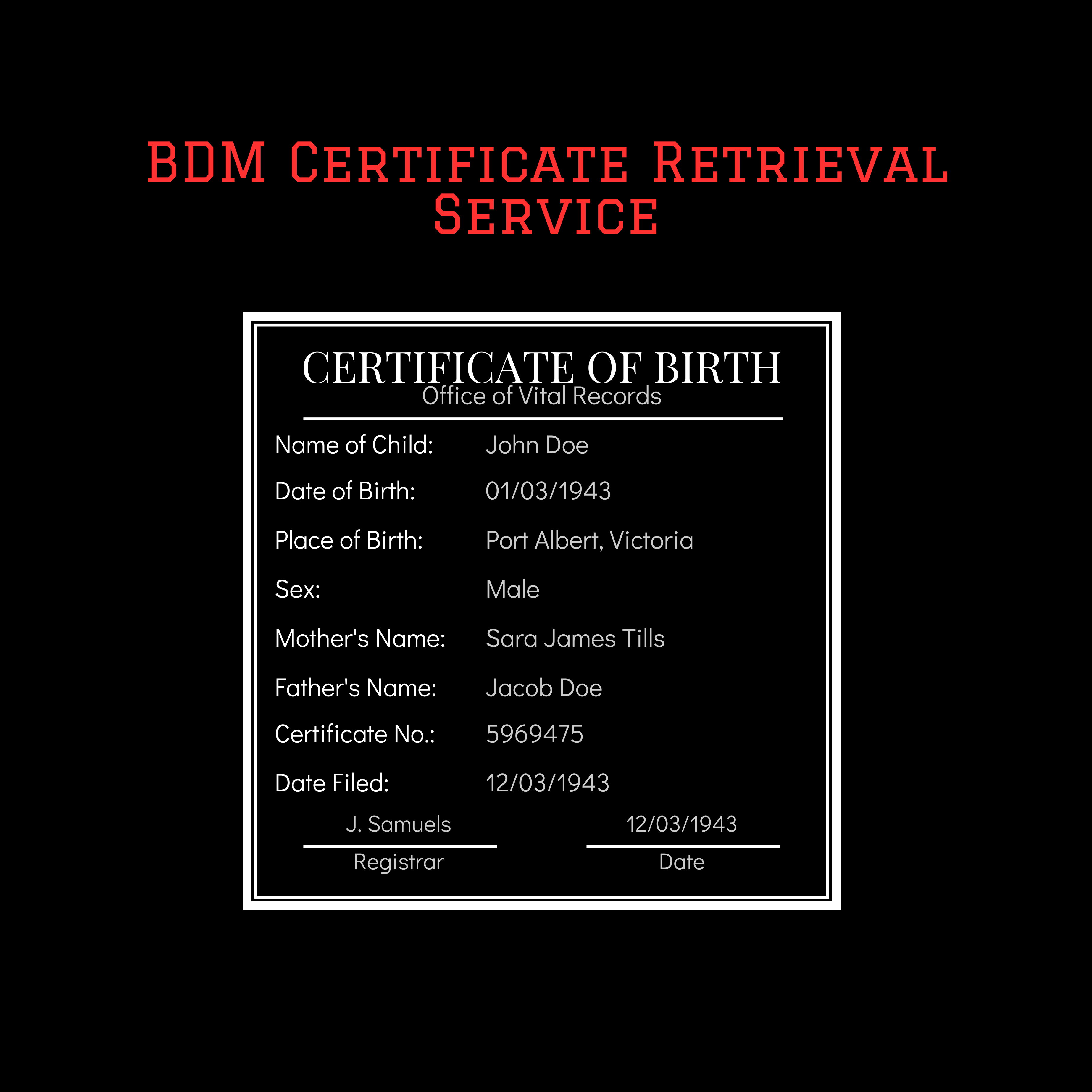 BDM Certificate Retrieval Service